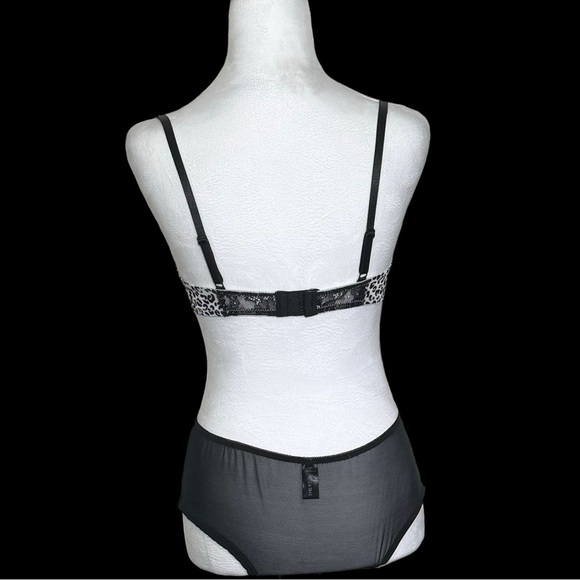 NWOT Sophie B -Women’s Black Bra & Panty Set -Sexy Lace & Leopard -Sizes 34B & L - Picture 4 of 11
